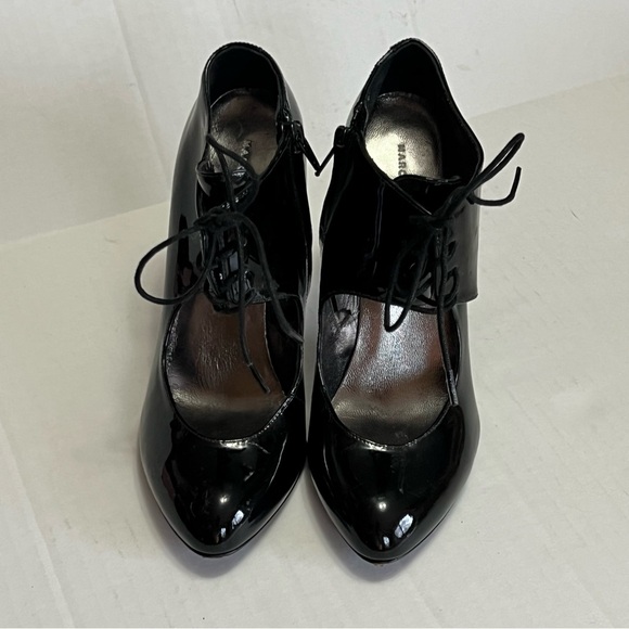 MARC JACOBS Black Patent Leather Cutout Mary Jane EU 37.5 US 7 lace-up Heel Pump - Picture 4 of 7